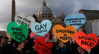 gay activists protest at Vatican