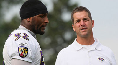Ray Lewis and John Harbaugh