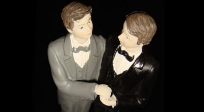 gay couple cake topper