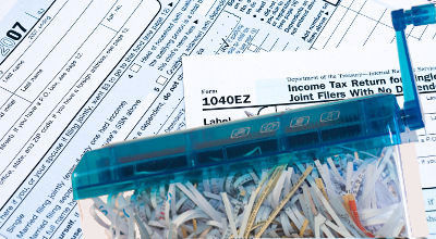 taxes, paper shredder