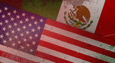 American flag, Mexican flag