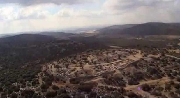 An aerial view of the supposed palace of King David discovered recently by Israeli archaelogists.
