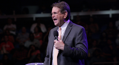 Reinhard Bonnke preaches during the final night of the Good News crusade in Orlando, Fla.