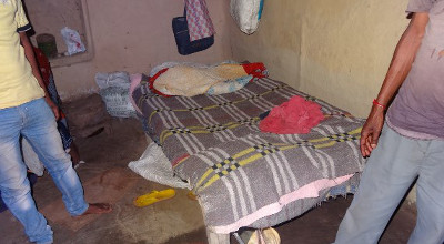 Bed where woman was found