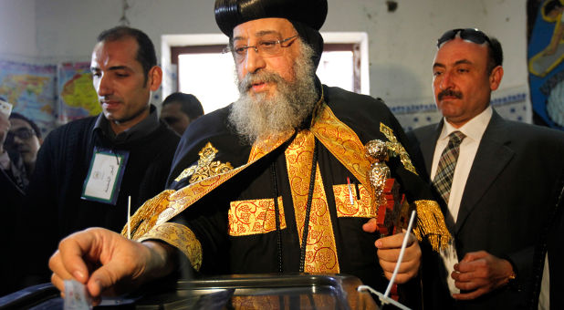 Pope Tawadros II voting on Egyptian referendum