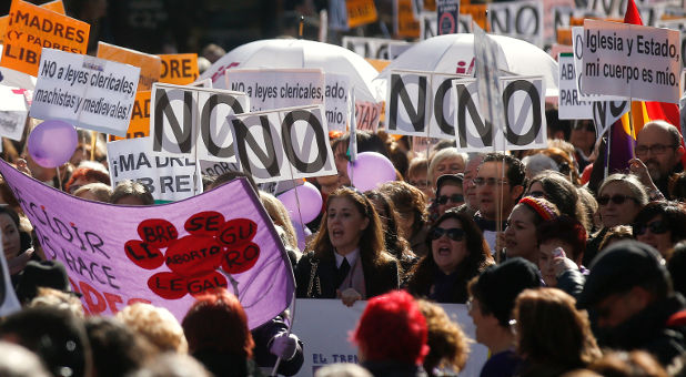 pro-abortion protest in Madrid