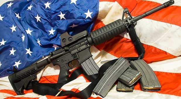 American flag with rifle