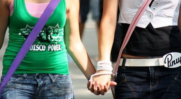 lesbians holding hands