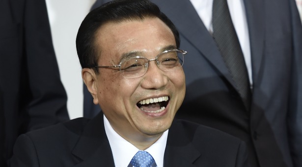 Chinese premier laughing