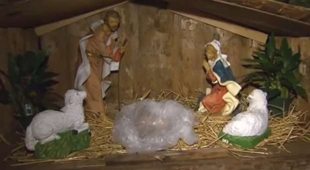 Baby Jesus was replaced with a real pig's head in Haverhill, Massachusetts.