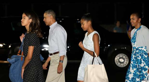The Obama family in Hawaii.