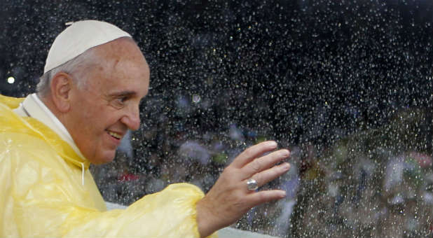 Pope Francis waves during his tour of the Philippines.