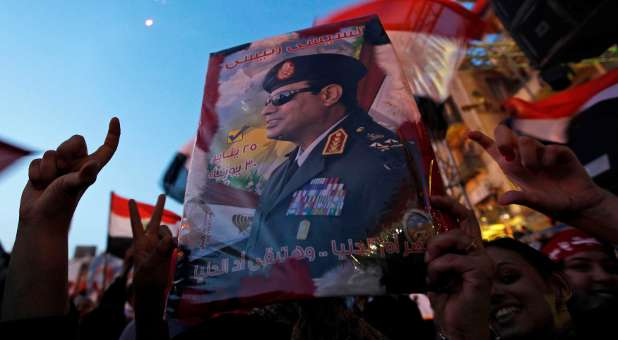 Egyptians gather in Tahrir square to celebrate former Egyptian army chief Abdel Fattah al-Sisi's victory in the presidential vote in Cairo.