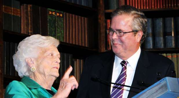 Jeb Bush and his mother, Barbara Bush