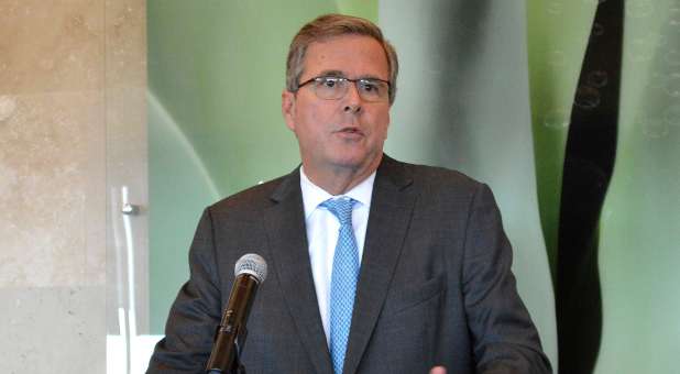 Republican Jeb Bush, considered a front-runner in the crowded field of Republican presidential prospects, speaks at a fund-raising luncheon.