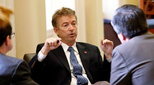 U.S. Senator Rand Paul (R-KY) speaks during a working meeting on Capitol Hill.