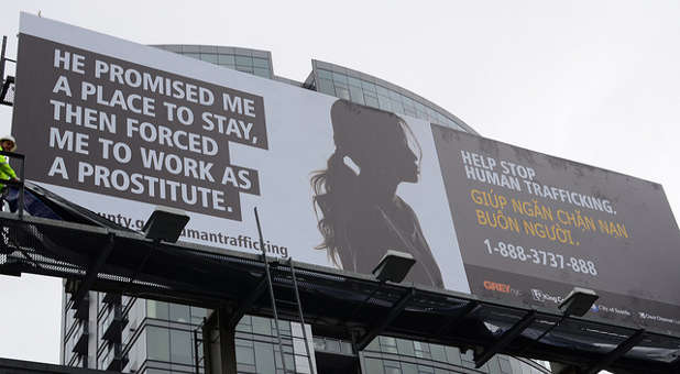 A billboard to end human trafficking.