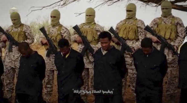 This video purportedly shows Islamic State militants murdering Ethiopian Christians.