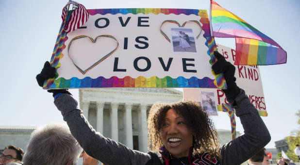 Gay rights activists say love is love.