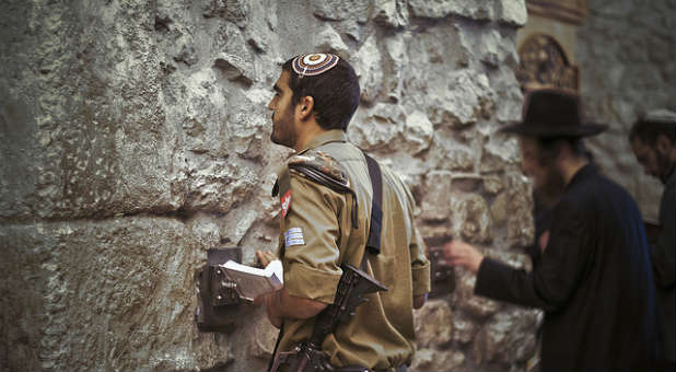A man prays at the Wailing Wall in Jerusalem.