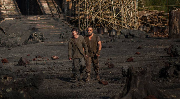 Logan Lerman and Russell Crowe in 'Noah.'