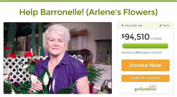 Screen grab from Barronelle Stutzman's now defunct GoFundMe page.
