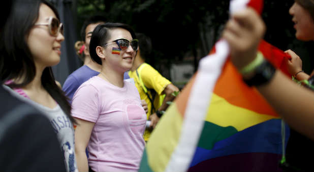 Participants in a pride parade in China.