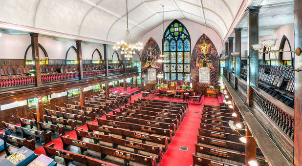 The interior of Mother Emanuel AME Church in Charleston, South Carolina, where the 9 church-goers, including the pastor, were gunned down in an apparent hate crime during a Wednesday evening prayer service.