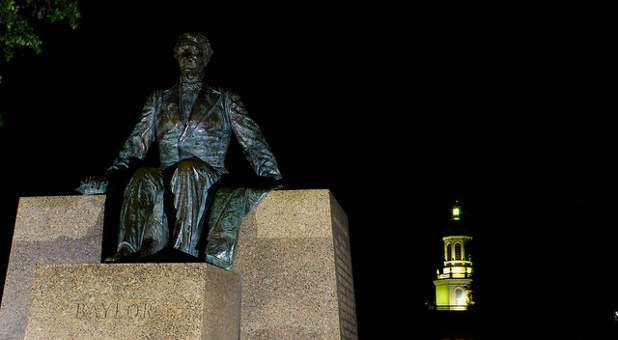 A nighttime image of Baylor University