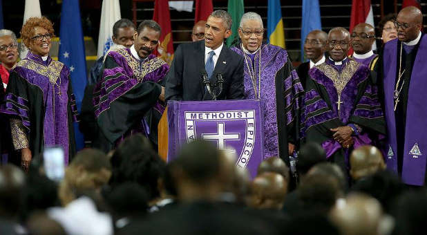 President Obama delivers his June 26 eulogy for Rev. Clementa Pinckney in Charleston.