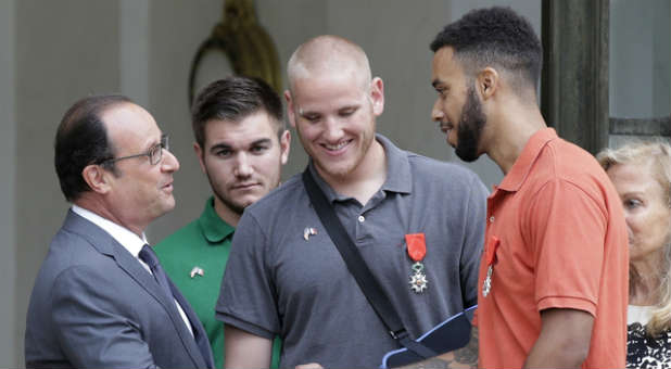 Anthony Sadler, far right, is a pastor's kid. He's one of three Americans who stopped a terrorist on a French train.