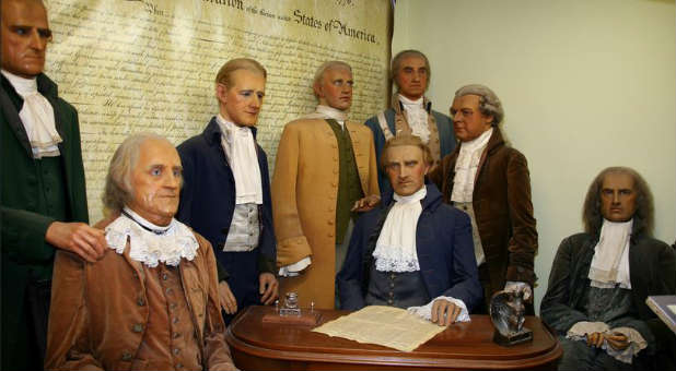 Wax statues of our Founding Fathers.