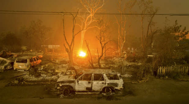 Destruction from the raging California wildfires.
