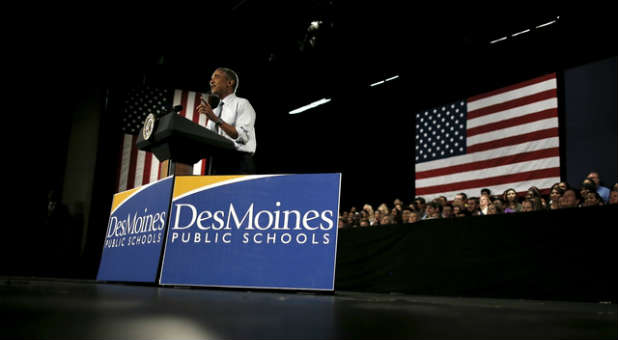 President Obama speaks in Des Moines, Iowa, one of the cities Franklin Graham plans to visit during his tour.