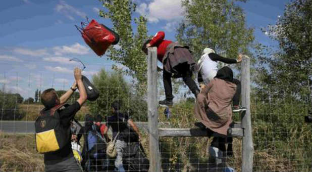 Syrian refugees flee their home country.
