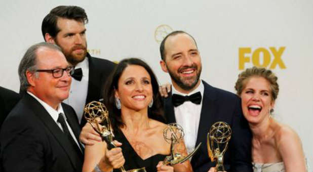 The cast of 'Veep' with their Emmy awards.