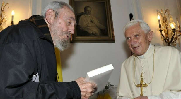 Fidel Castro, Pope Francis and Raul Castro (not pictured) have been getting along recently.