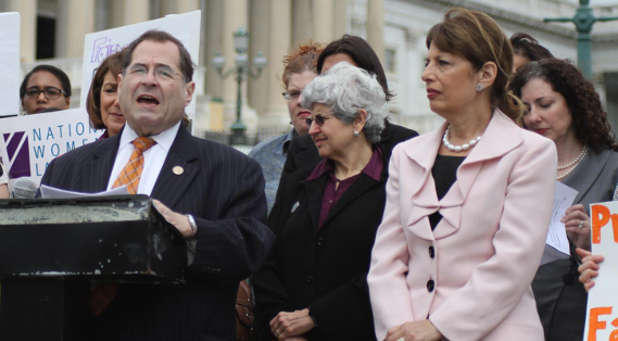 Jewish Congressman Jerry Nadler (far left), who has the largest Jewish district in the U.S.
