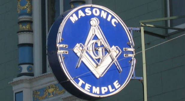 The Mason logo. A Chicago-area Christian organization is taking over a Masonic temple.