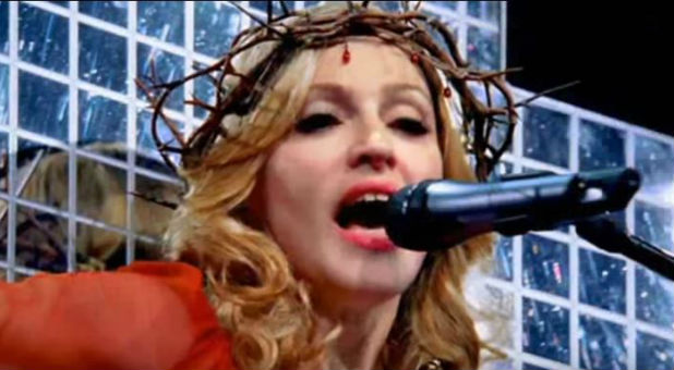 Madonna sports a crown of thorns in a recent performance.