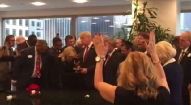 Pentecostal pastors lay hands on Donald Trump