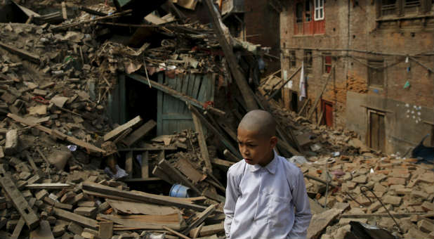 A boy after the Nepal earthquake.