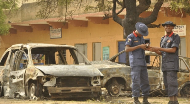 The aftermath of a suicide bombing in Kano State, northern Nigeria.