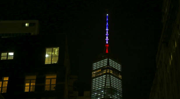 One World Trade Center wears colors of French flag