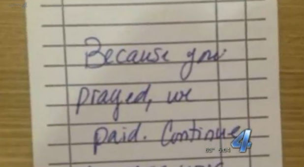 A customer paid it forward because a mom prayed with her sons.