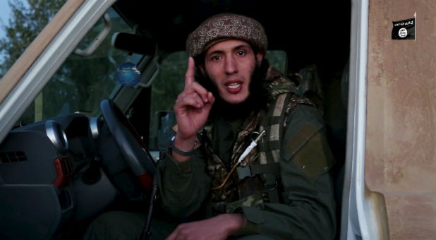 Al Ghareeb the Algerian in an undated Islamic State video. Evangelical leaders are at odds on how to battle ISIS.