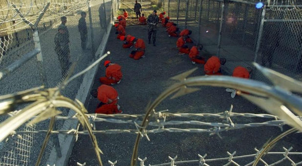 Inmates in the US military prison, Guantanamo Bay
