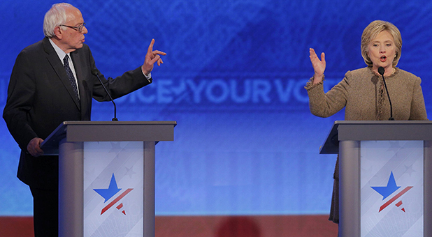 Bernie Sanders & Hillary Clinton during Democratic debate