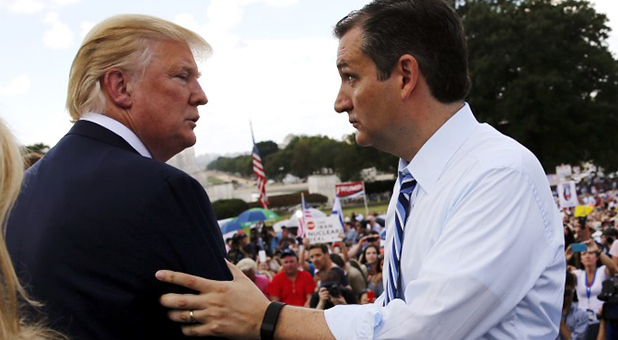 Donald Trump and Ted Cruz in Washington for Iran Nuke Deal Rally