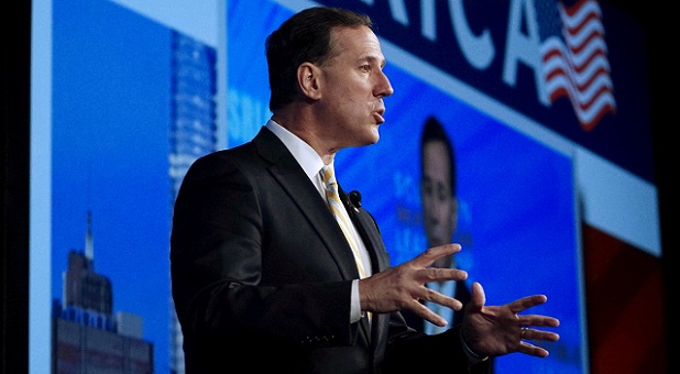 Rick Santorum speaking at last CNN Republican primary debate.